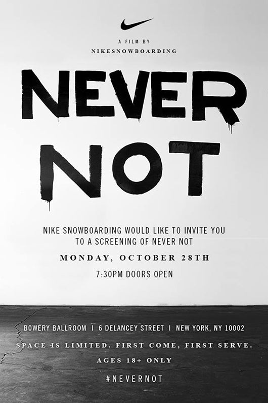Nike Snowboarding's Never Not NYC Screening