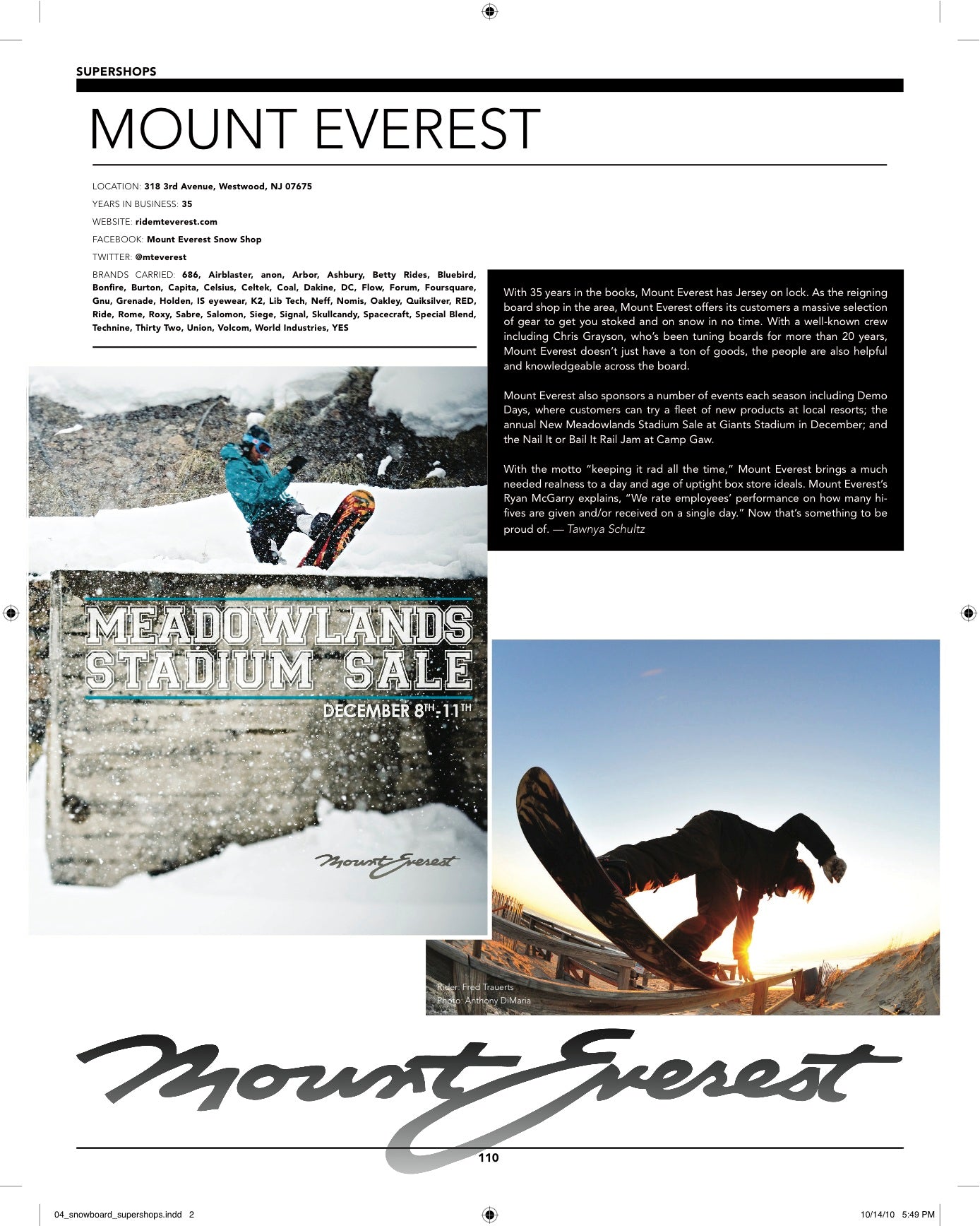 Mount Everest in Snowboard Magazine
