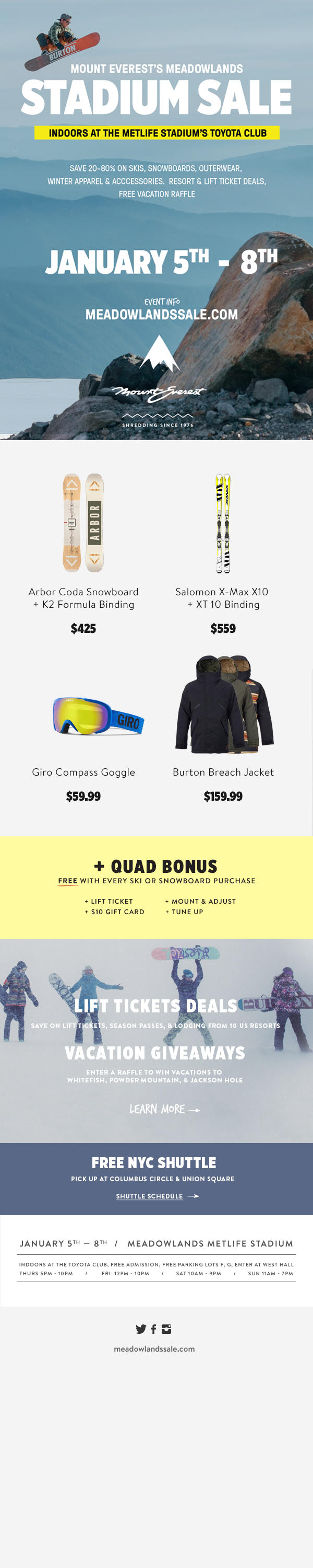 Mount Everest Meadowlands Stadium Sale 2017