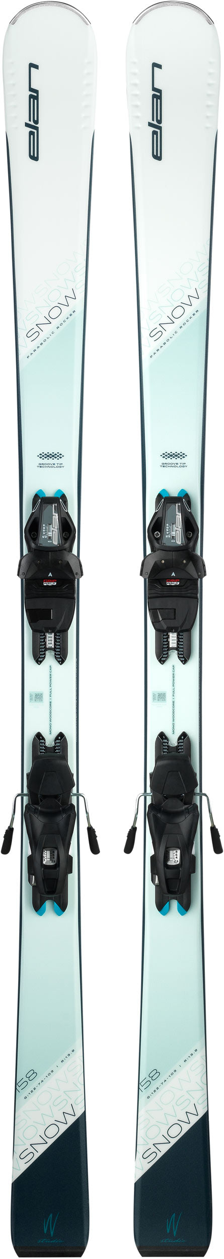 Elan Snow White Ski + ELW 9.0 GW Ski Binding 2024
