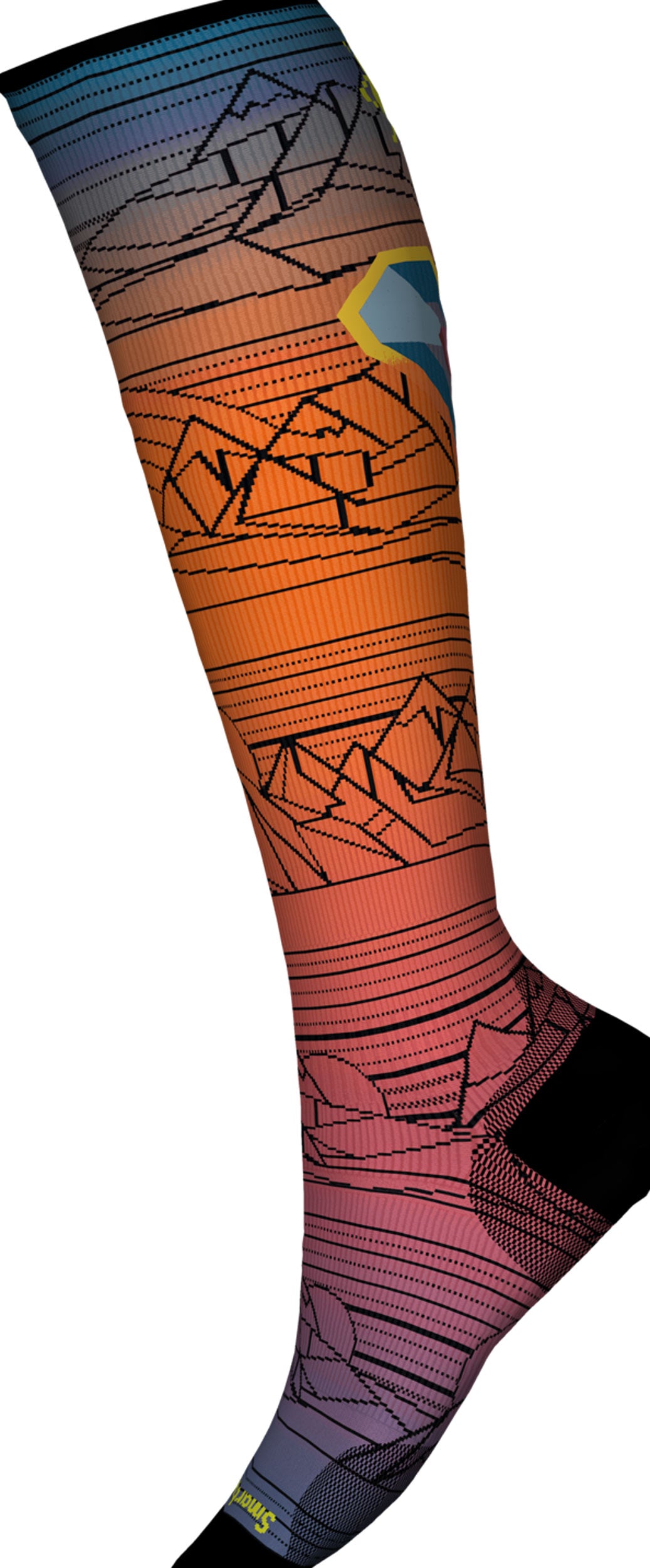 Smartwool Ski Zero Cushion Geo Peaks Print OTC Ski Sock - Mens